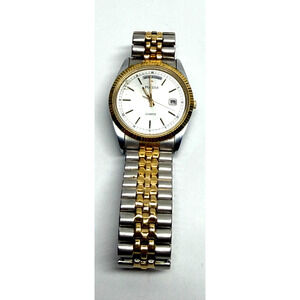 Vintage Men’s Seiko Pulsar Quartz Watch, New Battery V544-8A00 Two Tone Day Date
